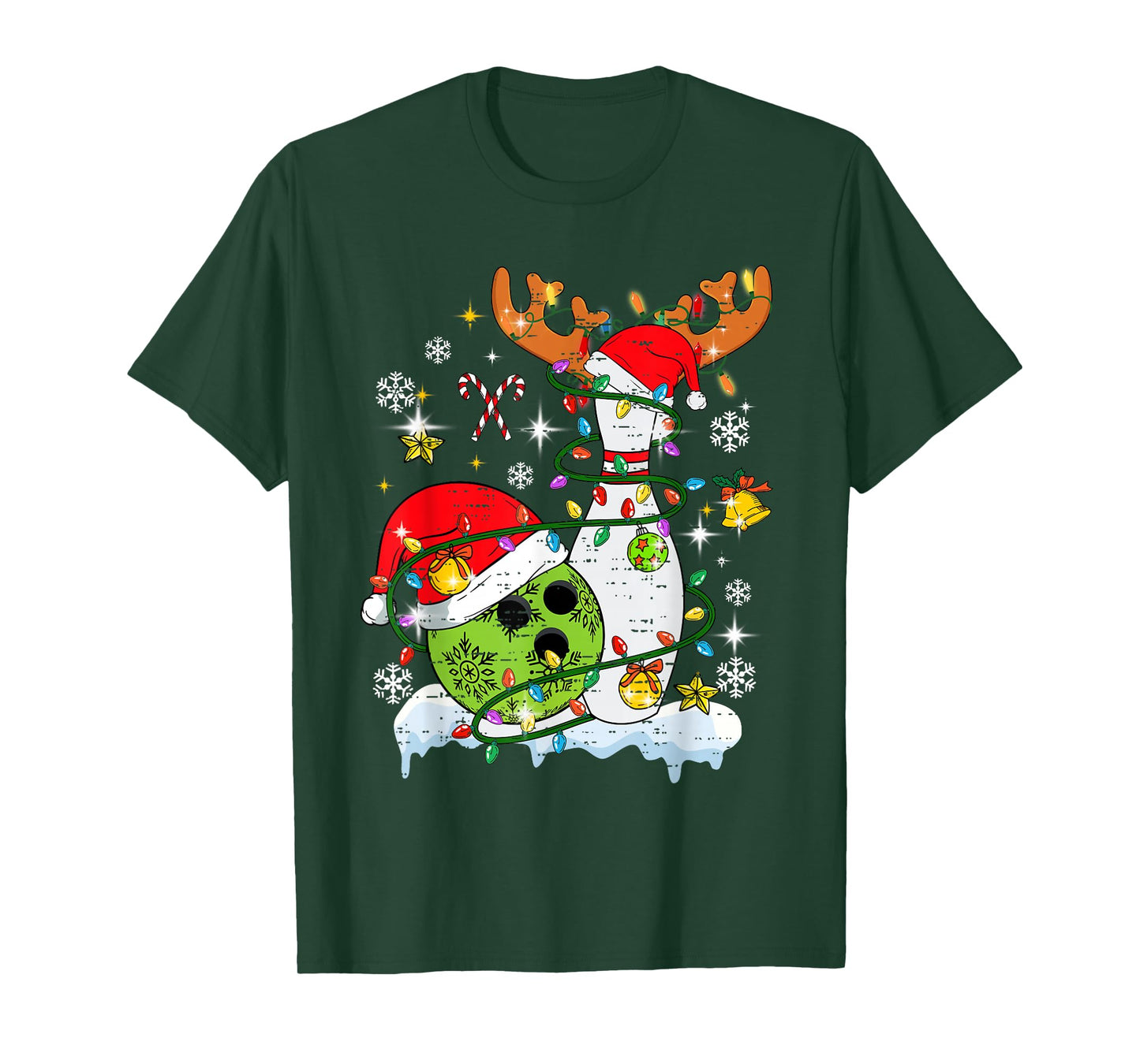 Christmas Bowling Hat Santa Bowler Xmas Sport Men Women Kids T-Shirt