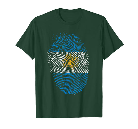 Patriotic Argentinian Fingerprint Flag Gift Argentina T-Shirt