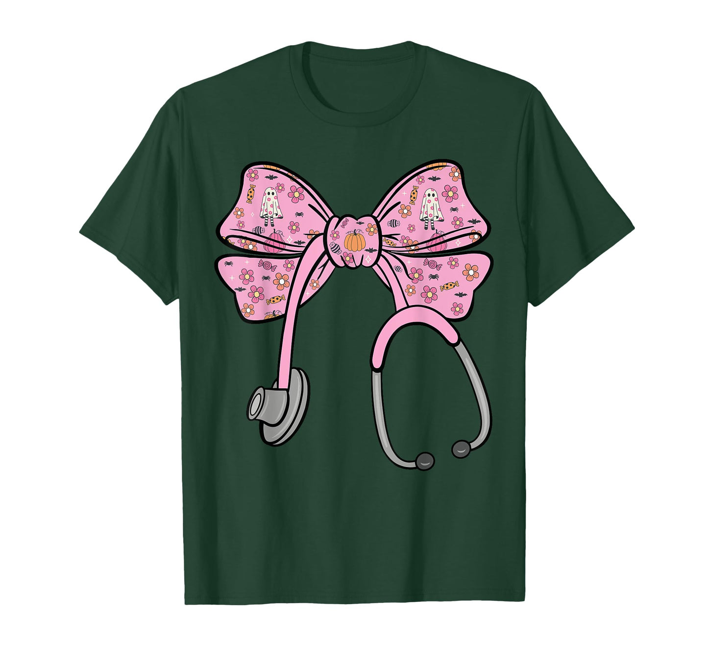 Cute Halloween Coquette Bow Stethoscope Cute Nurse T-Shirt