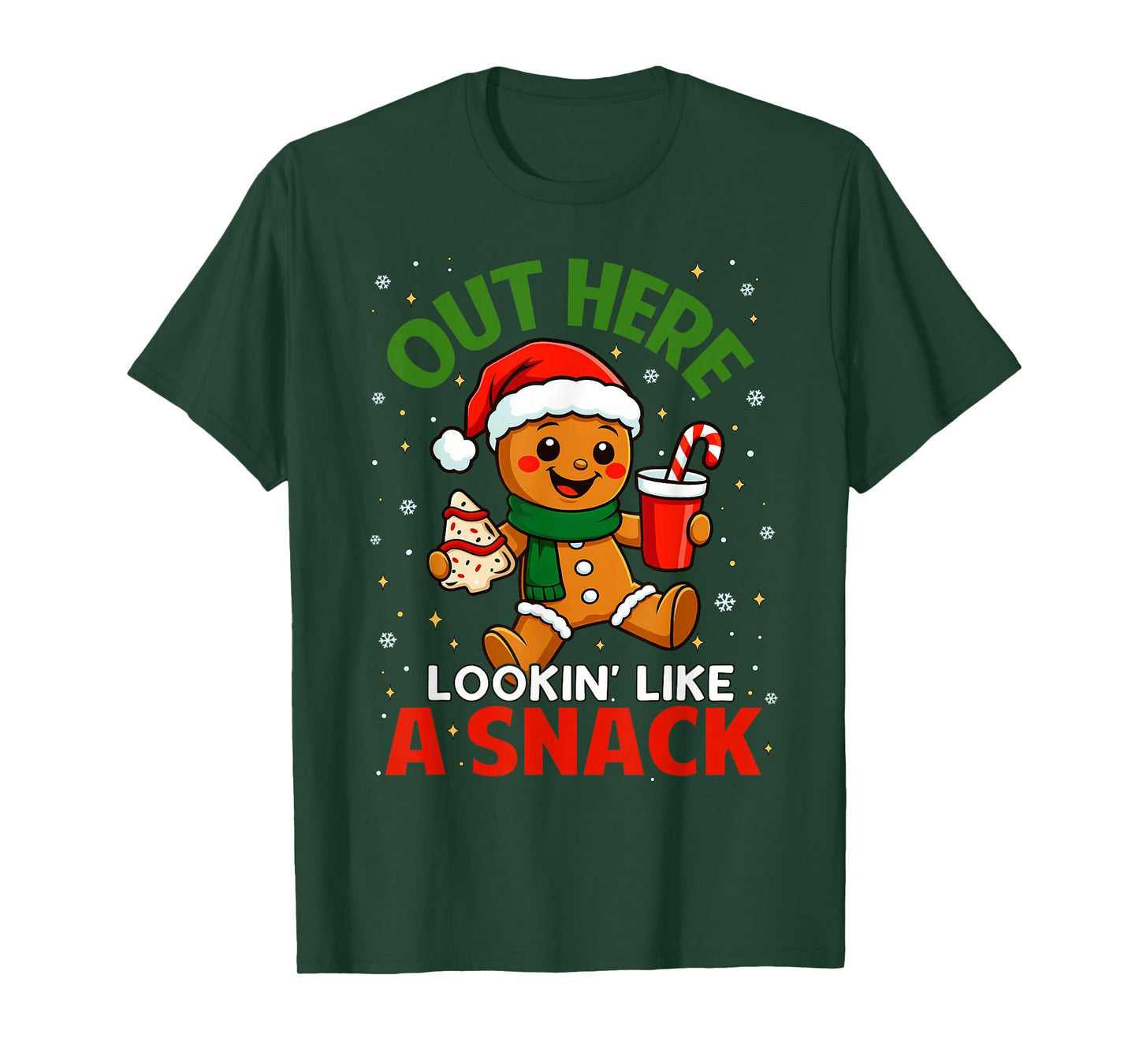 Out Here Looking Like A Snack Cute Gingerbread Christmas Kid T-Shirt