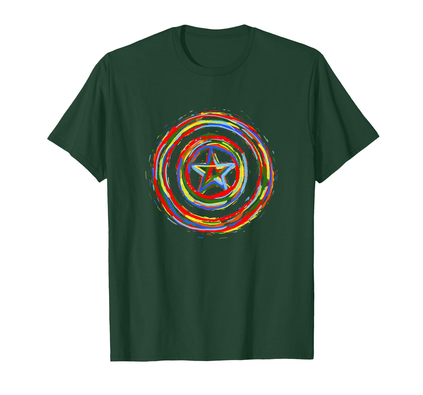Marvel Comics Classic Captain America Rainbow Paint Shield T-Shirt