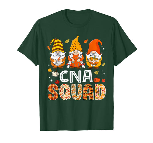 CNA Squad Gnome Nurse Leopard Thanksgiving Fall Stethoscope T-Shirt