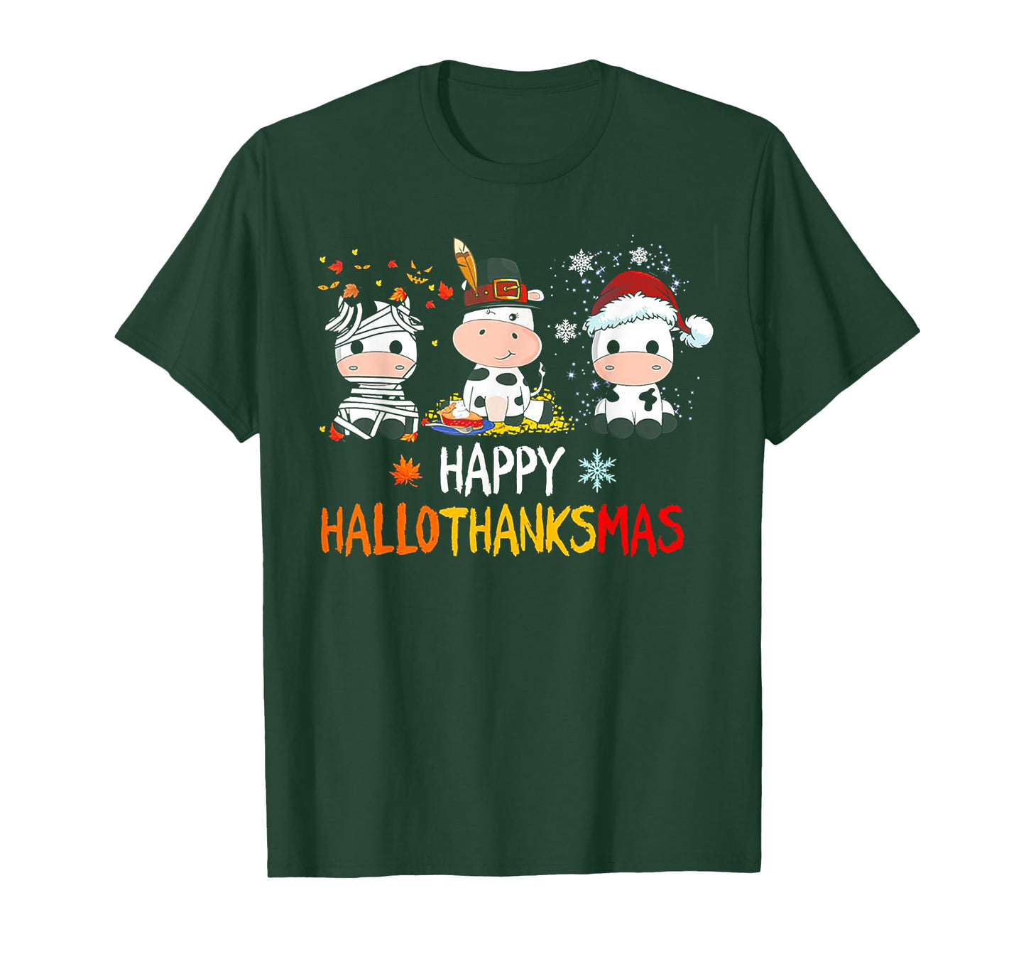 Cow Halloween - Happy HalloThanksMas T-Shirt