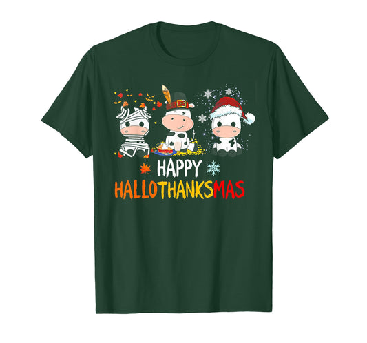 Cow Halloween - Happy HalloThanksMas T-Shirt