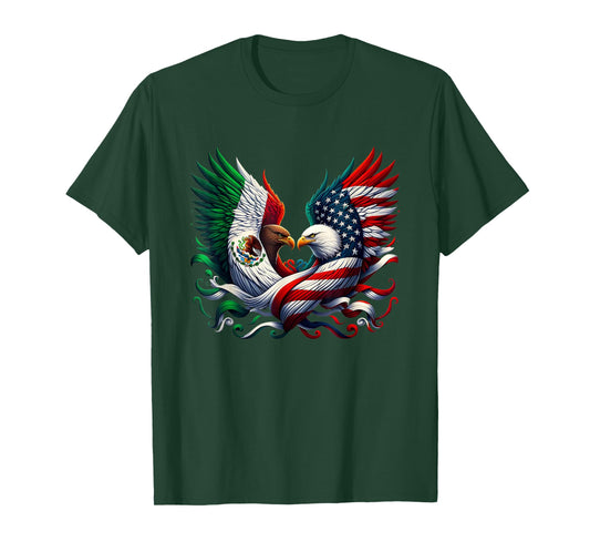 Mexican American Eagle Wings Unity Art T-Shirt