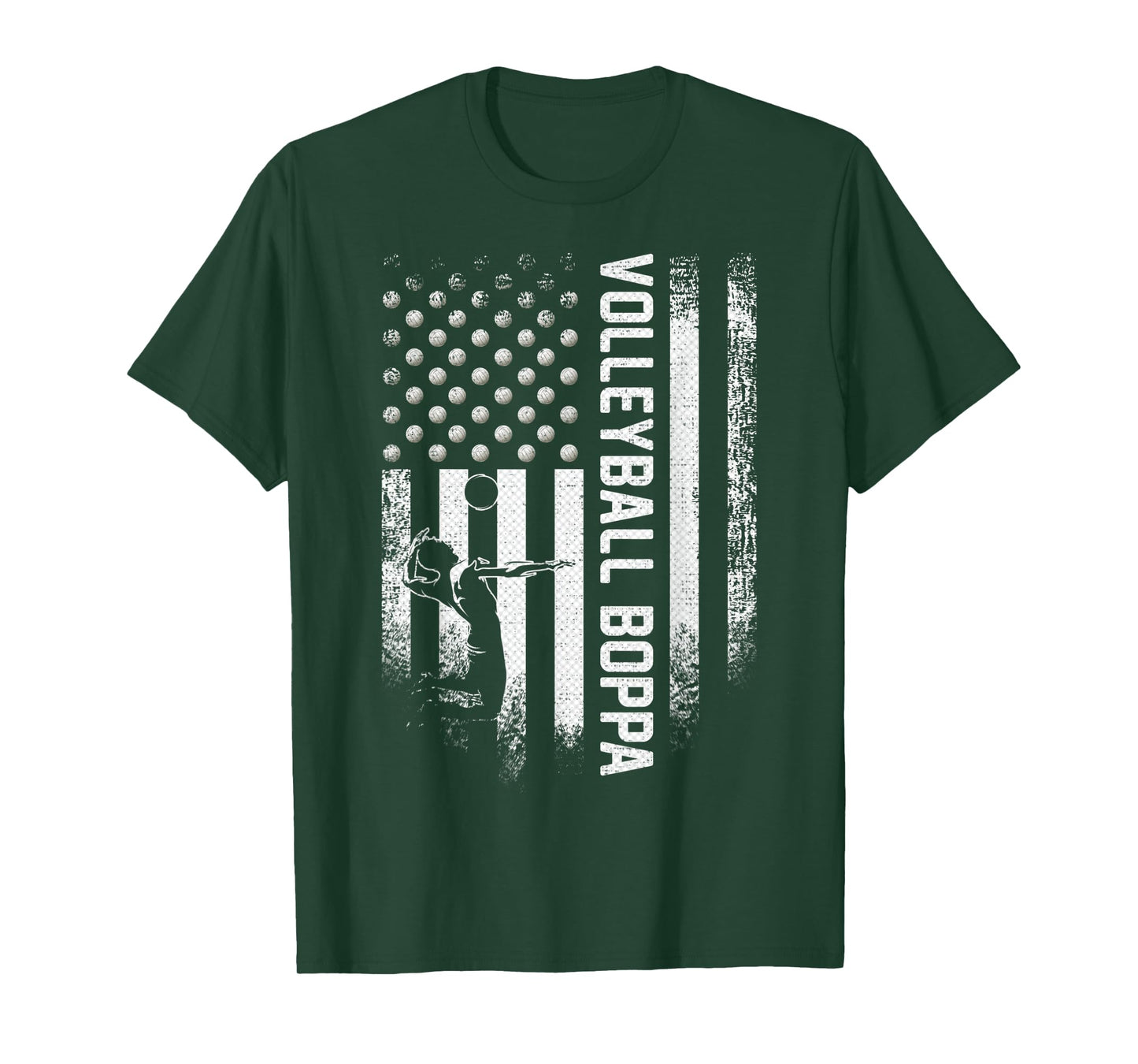 Vintage USA American Flag Proud Volleyball Boppa Silhouette T-Shirt