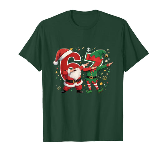 Funny Six Seven 67 Meme 6 7 Elf Dabbing Santa Dab Christmas T-Shirt
