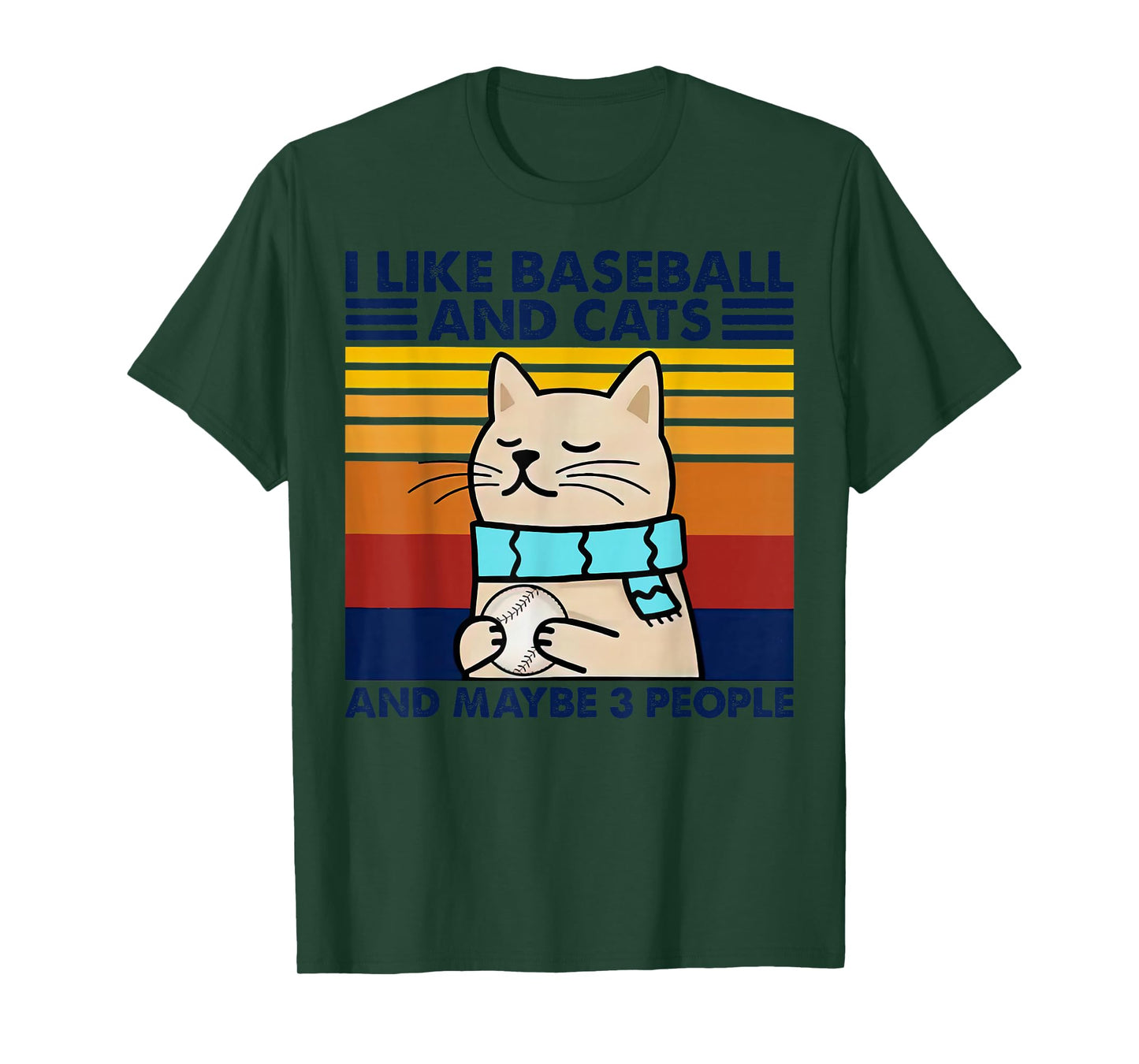 I Like Baseball And Cats And Maybe 3 People Vintage T-Shirt
