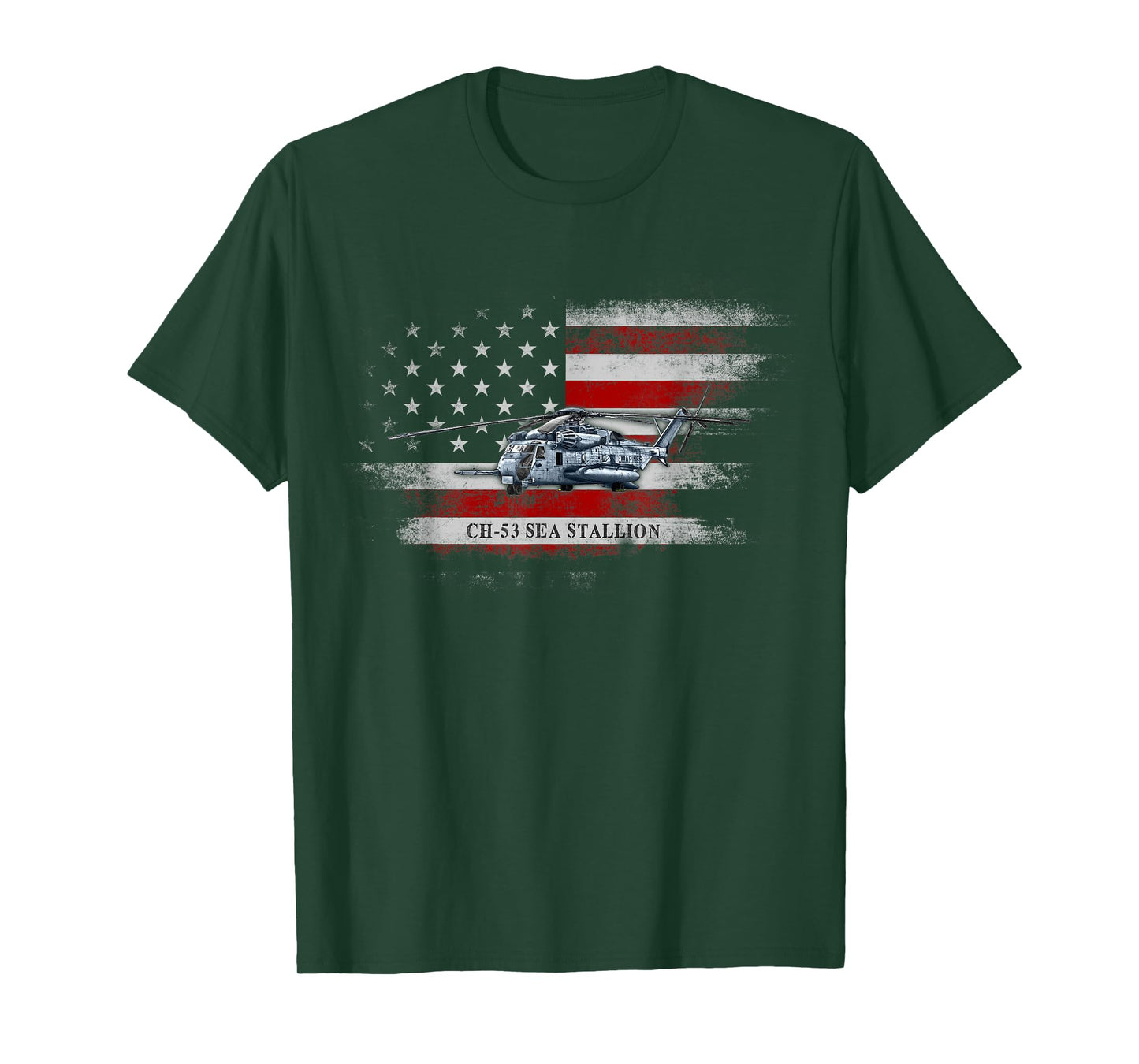 CH-53 Sea Stallion Helicopter USA Flag Helicopter Pilot Mens T-Shirt
