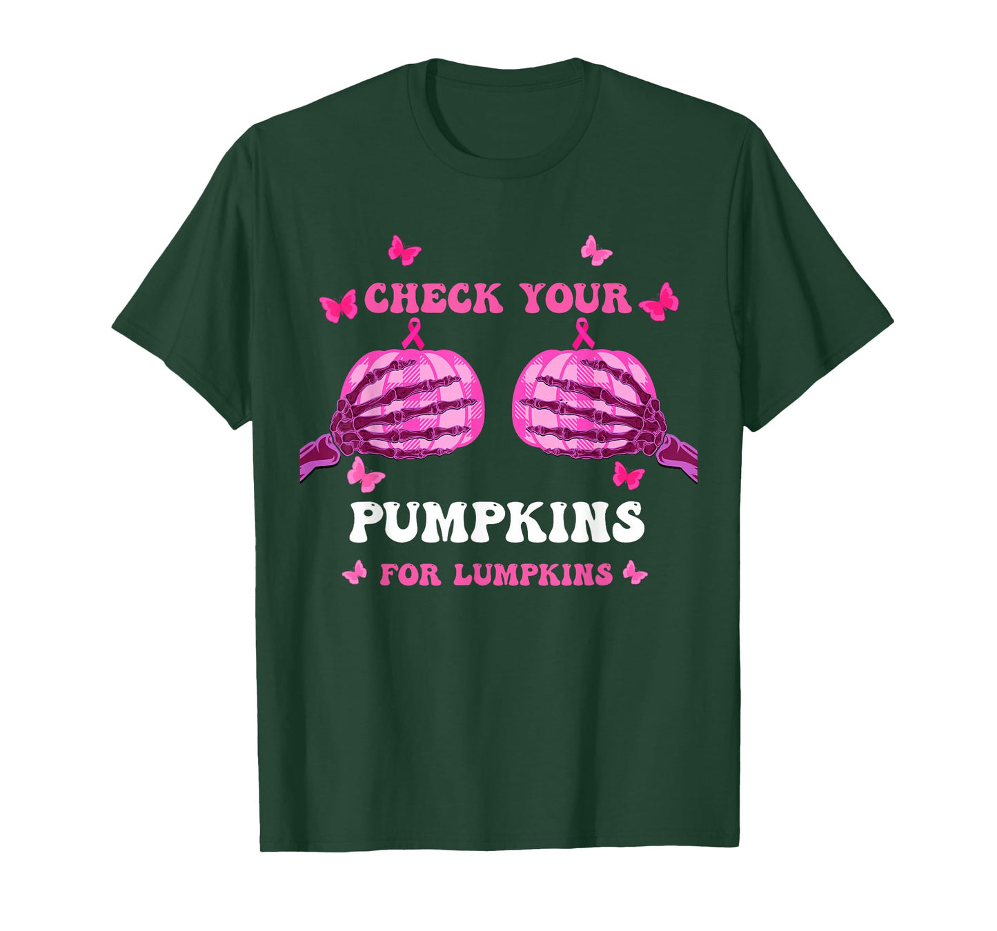Check Your Pumpkins Breast Cancer Awareness Halloween Women T-Shirt