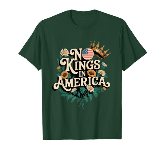 No Kings in America Floral Retro Democracy T-Shirt