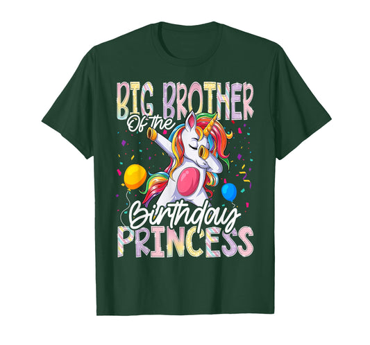 Big Brother of The Birthday Princess Dabbing Unicorn T-Shirt