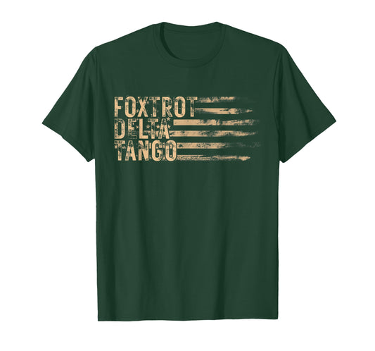 Foxtrots Delta Tangos Funny Foxtrot Delta Tango USA Flag T-Shirt