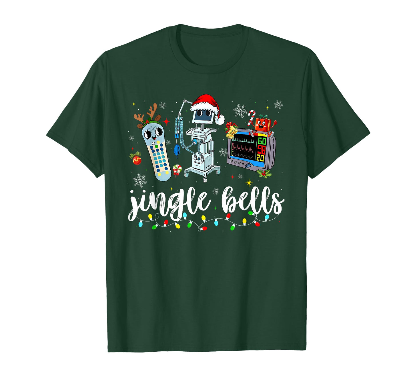 Christmas ER Nurse Jingle Bells Xmas Lights Holiday Pajamas T-Shirt
