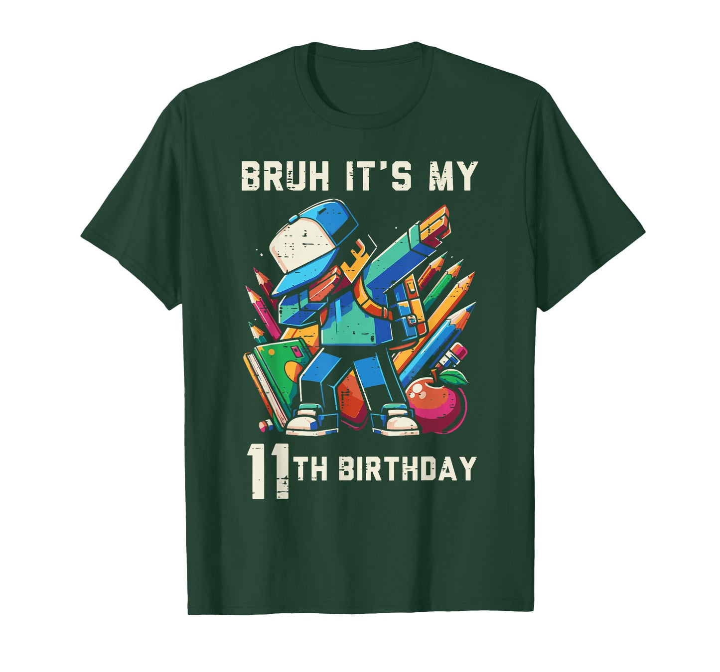 Bruh Its My 11th Birthday Pixel Dab 11 Bday Gamer Boys Kids T-Shirt