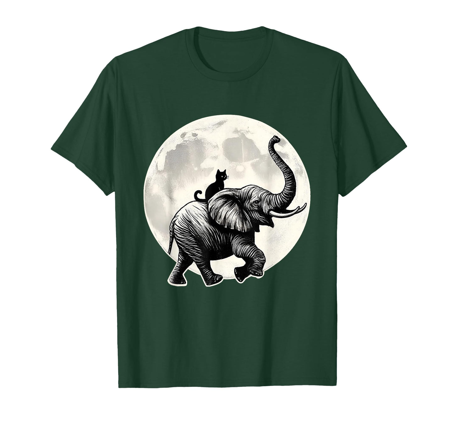 Cat Sitting Elephant Animal Elephant Lovers in The Moon T-Shirt