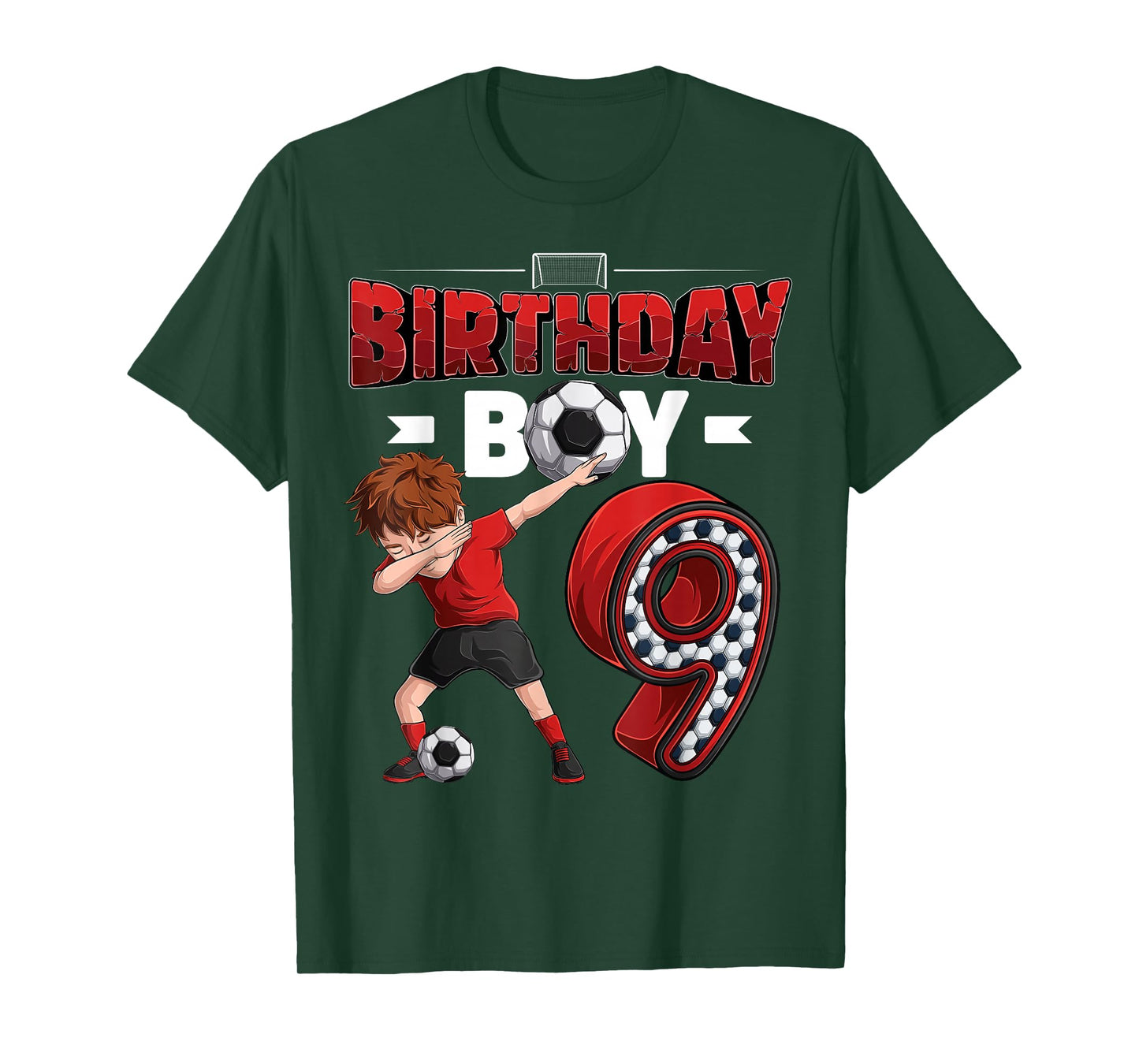 Dabbing boy 9 Year Old Soccer Player 9th Birthday Party T-Shirt