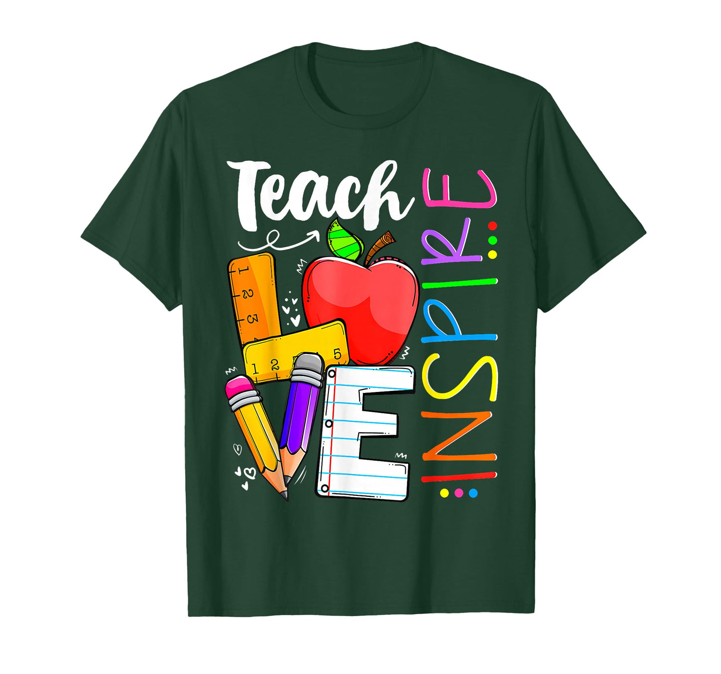 Cute Teach Love And Inspire Men Women Teacher T-Shirt