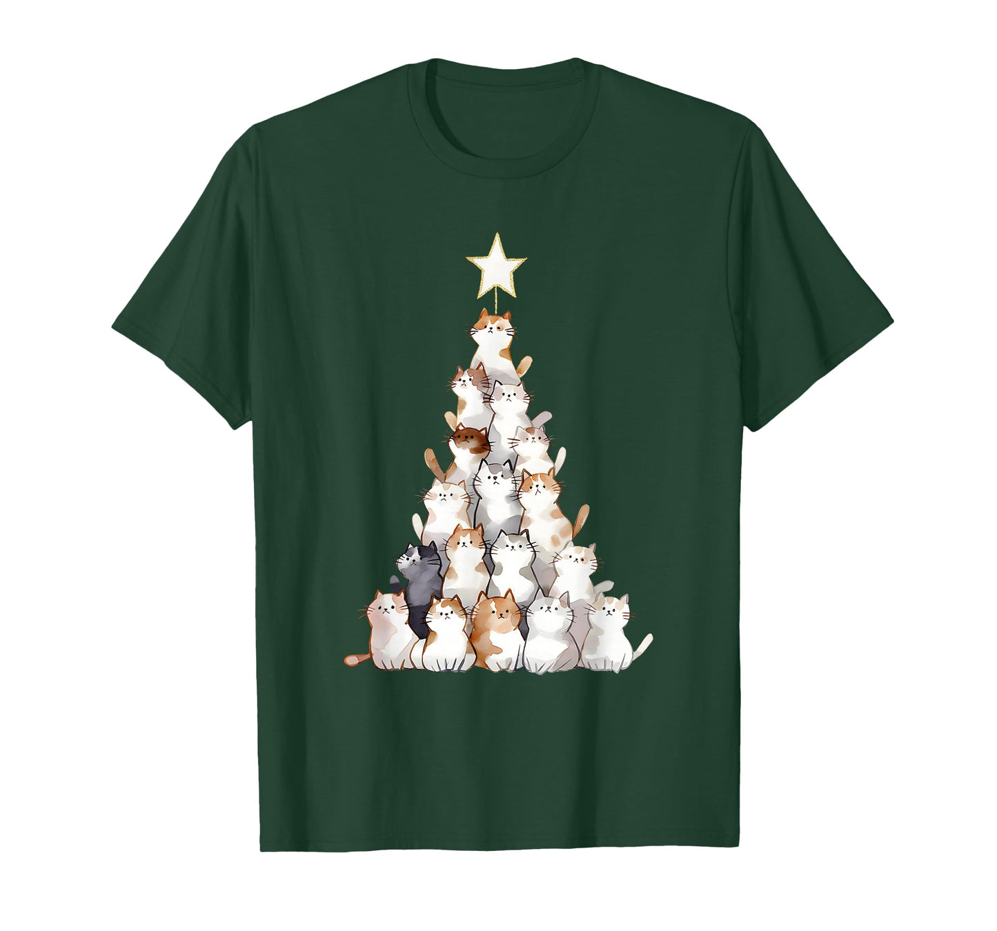 Funny Cat Tree Men Women Kids Cat Ugly Christmas T-Shirt