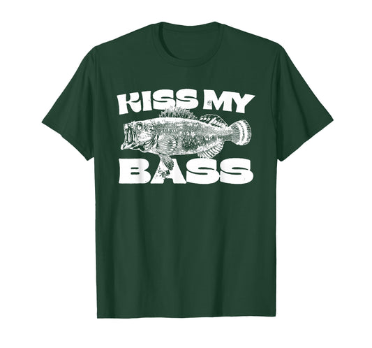 Funny Kiss My-Bass Fishing Lover Bass Fisher Womens Mens T-Shirt