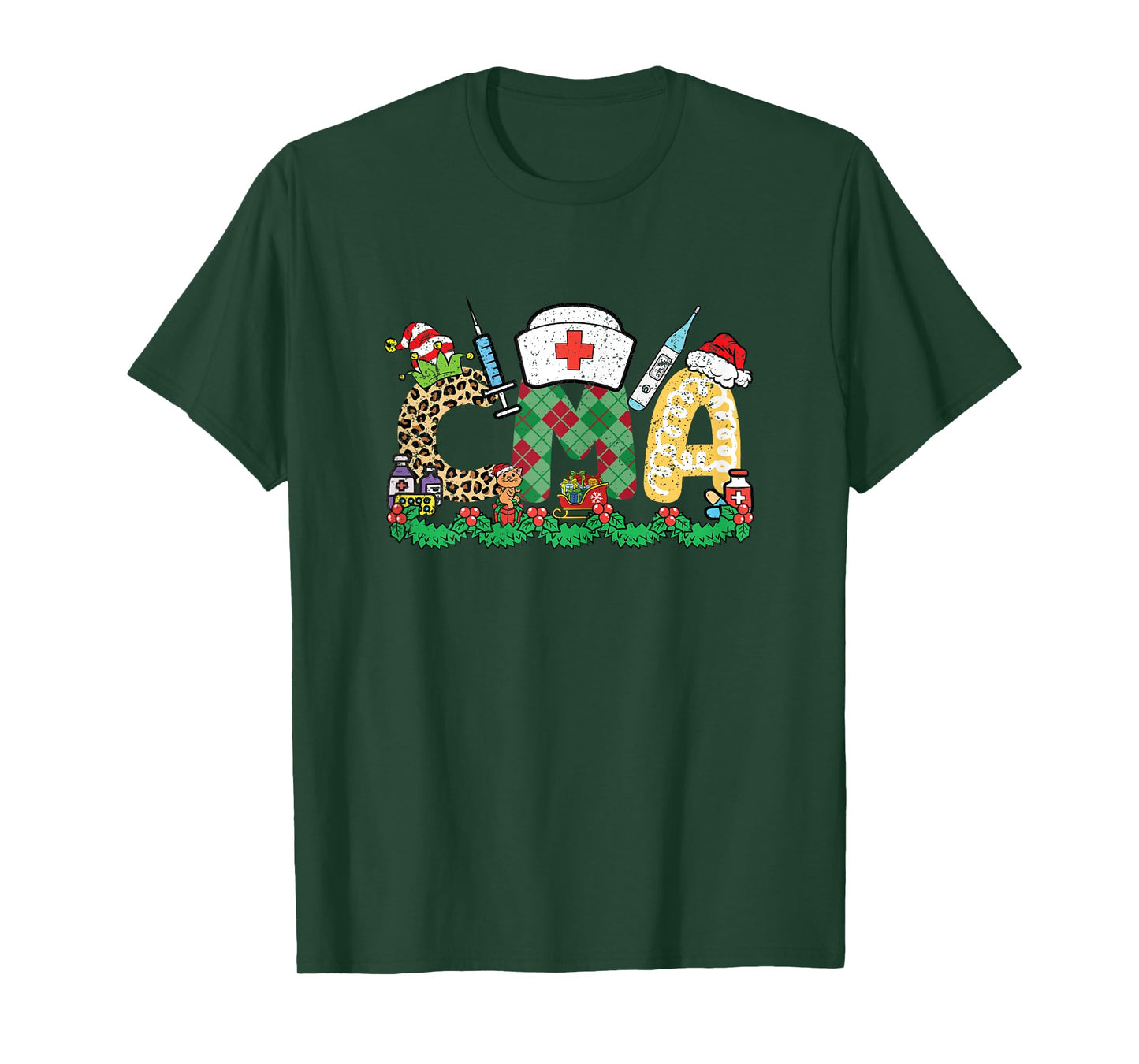 CMA Christmas Pajama X-Mas Certified Medical Assistant T-Shirt