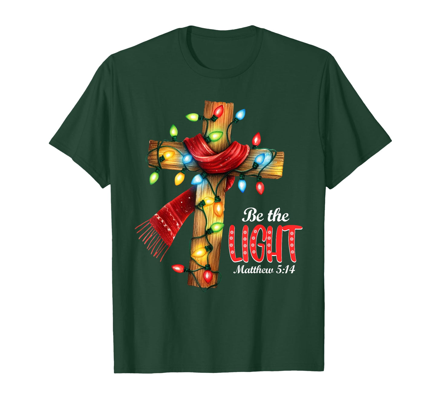 Be The Light Christian Christmas Cross T-Shirt