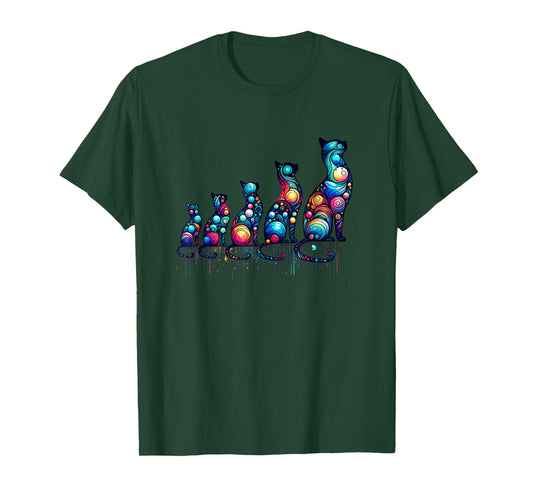 80s Colorful Kitten Lover Artwork Decor Cute Art Cat T-Shirt