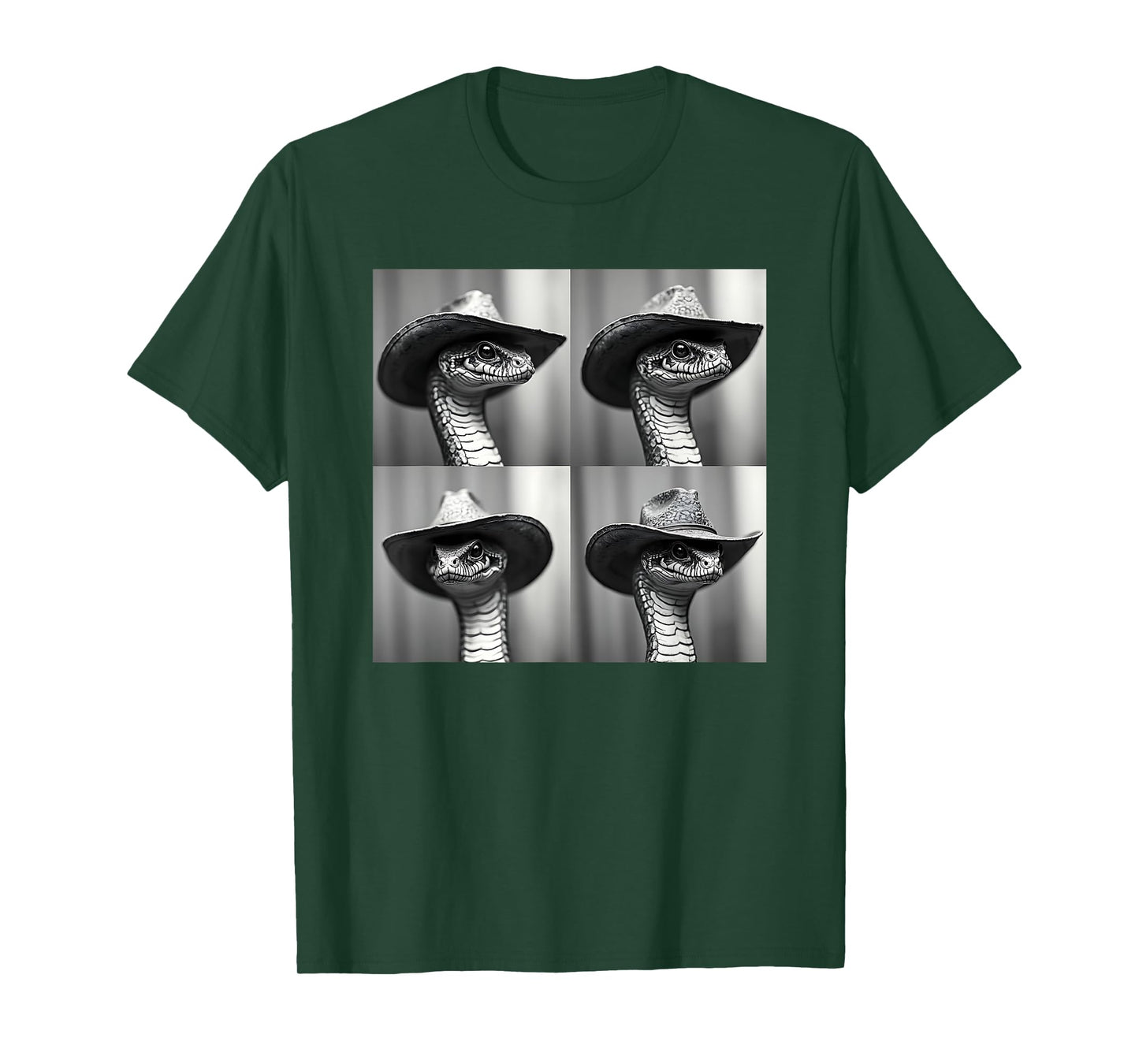 Snake Wearing Cowboy Hat Humor Animal Photobooth Snake Lover T-Shirt