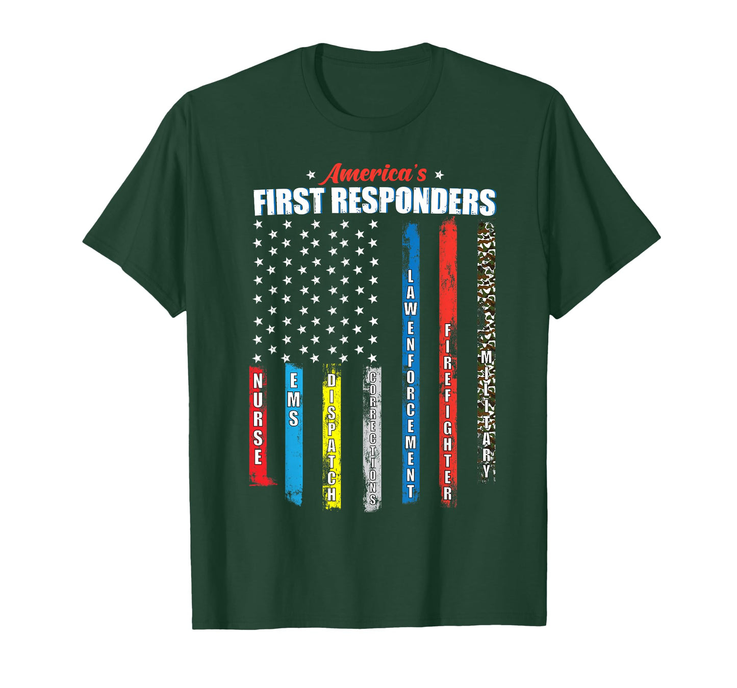 America's First Responders Patriotic Emergency Personnel USA T-Shirt