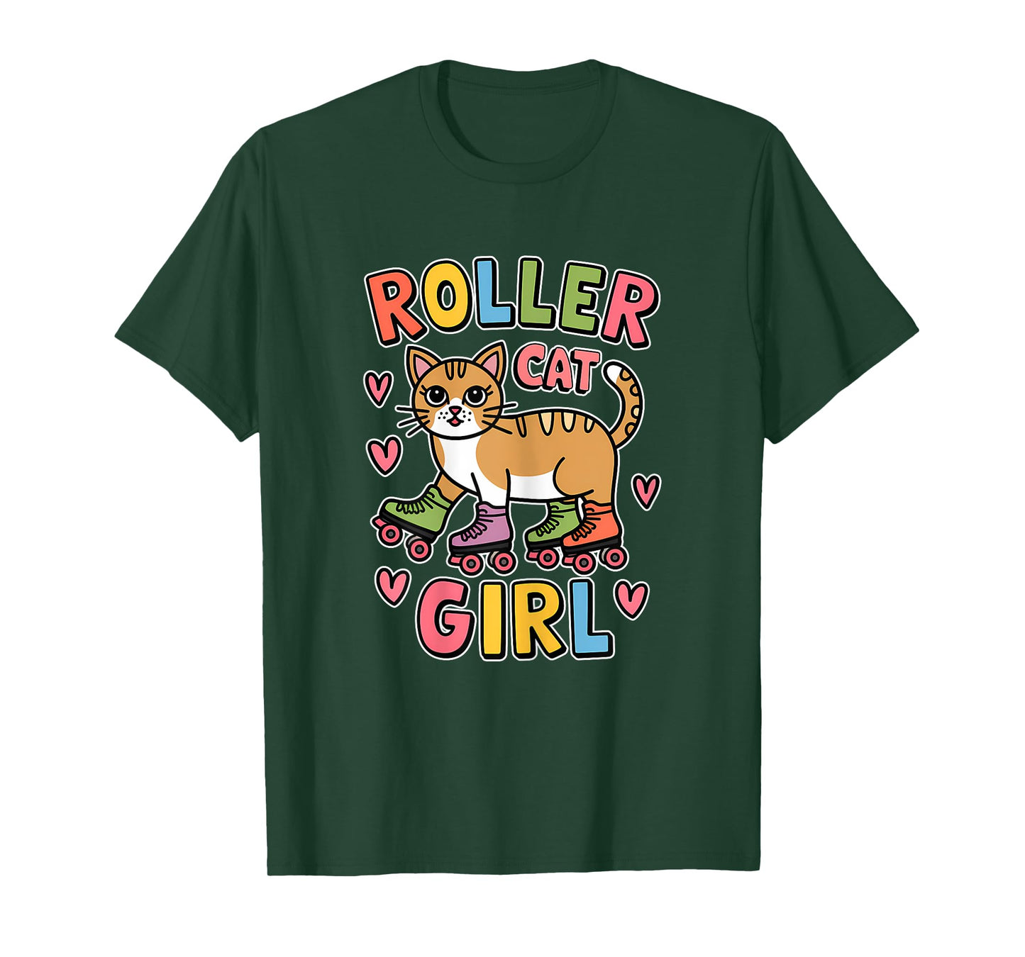 Roller Cat Girl Skating Cat Funny Roller Skating T-Shirt