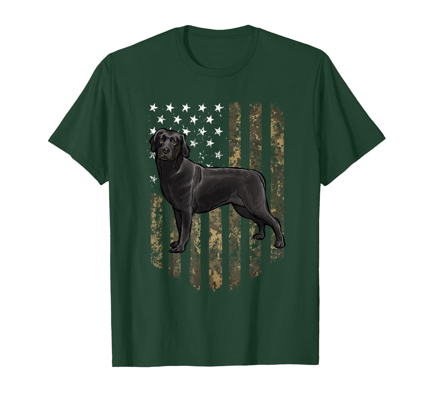 Camo American Flag Black Labrador Retriever 4th of July USA T-Shirt