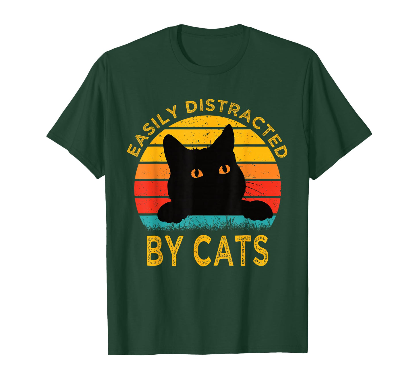 Easily Distracted By Cats Vintage Funny Cat T-Shirt
