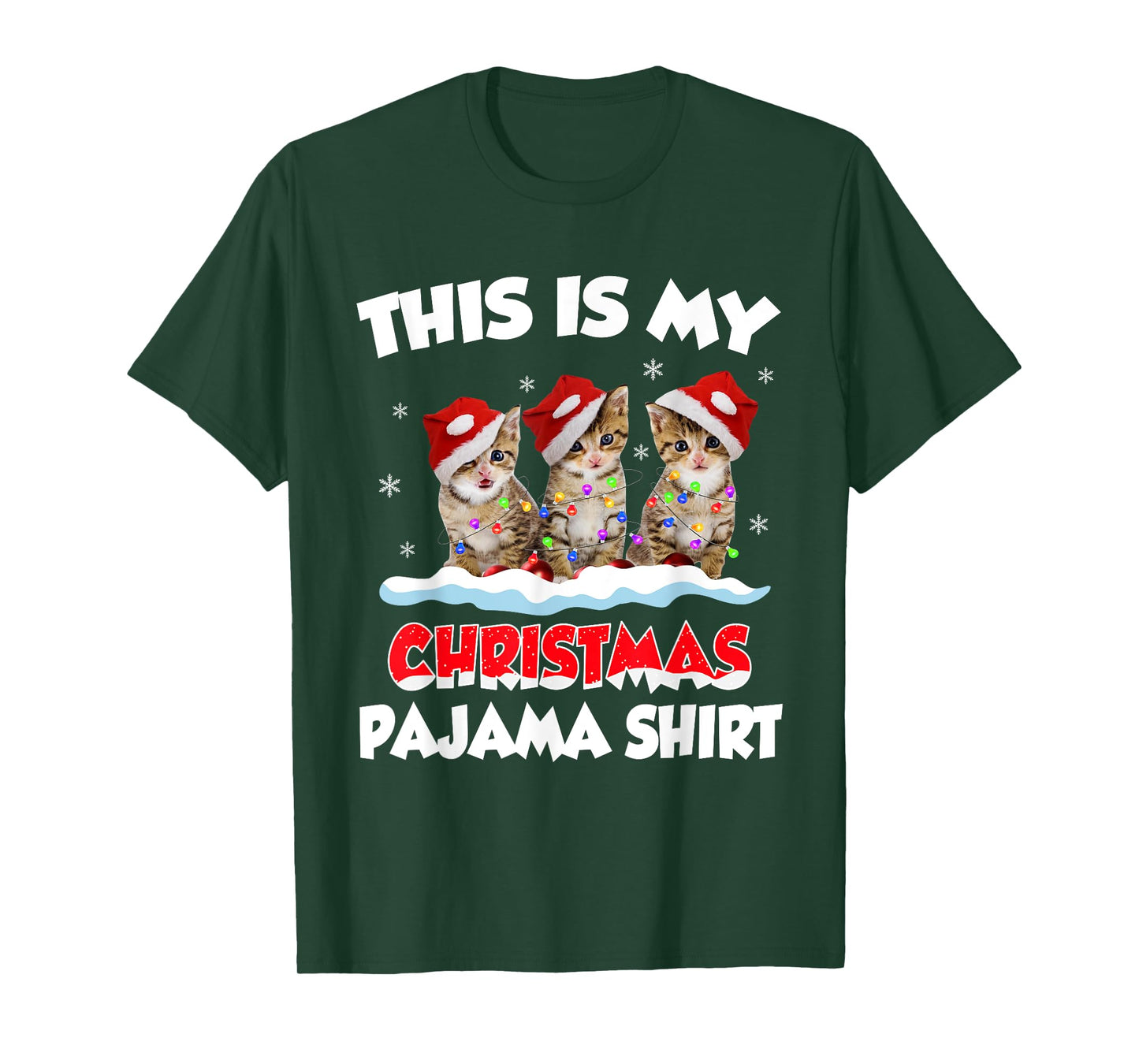 This Is My Christmas Pajama Shirt Cat Lover Funny Christmas T-Shirt