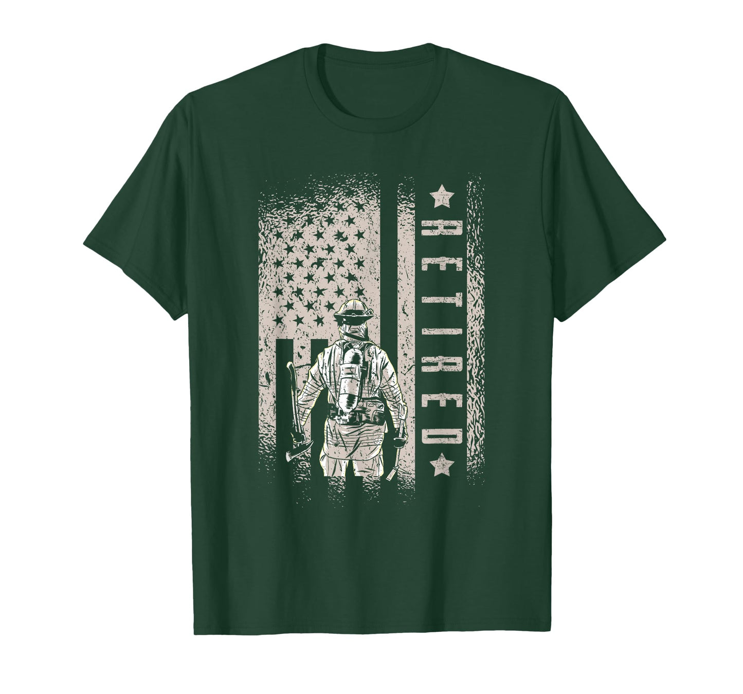 Retired Firefighter Fireman Axe American Flag T-Shirt
