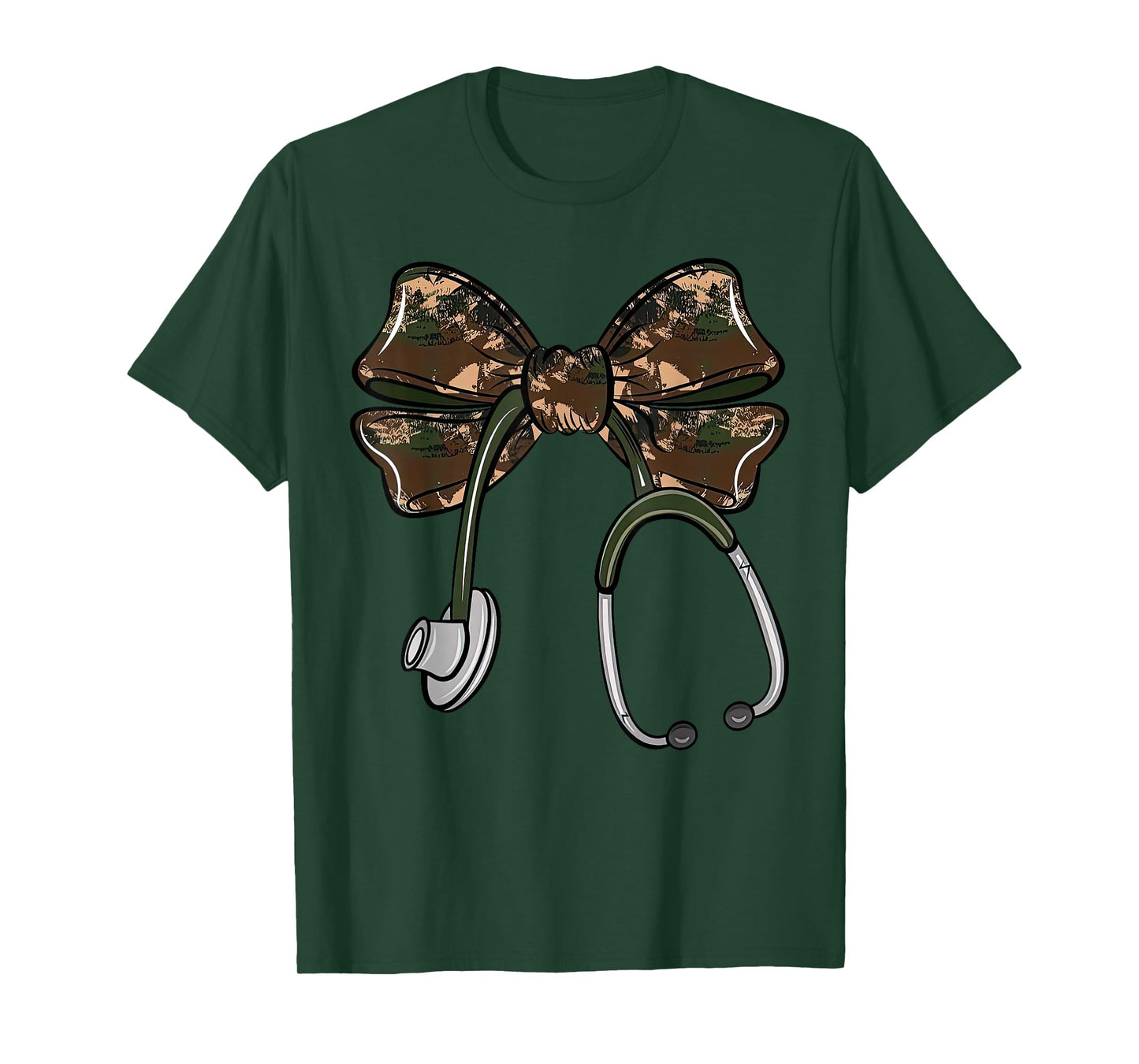 Cute Camo Nurse Coquette Bow Stethoscope Registered Nurse T-Shirt