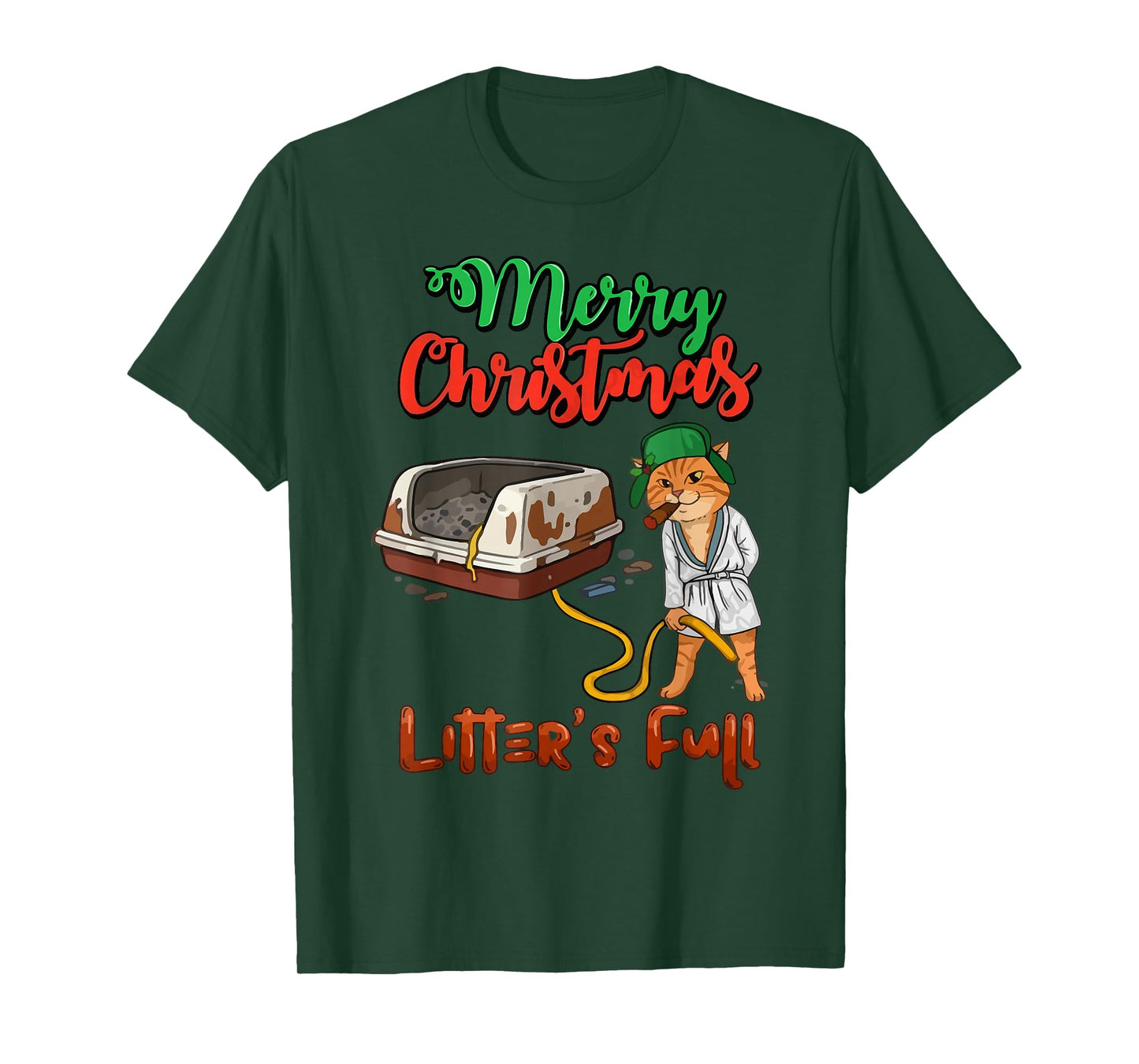 Litter's Full Merry Christmas Funny Cat Lovers Holidays Xmas T-Shirt
