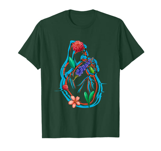 Anatomical Heart And Flowers Funny Men Women Cardiologist T-Shirt