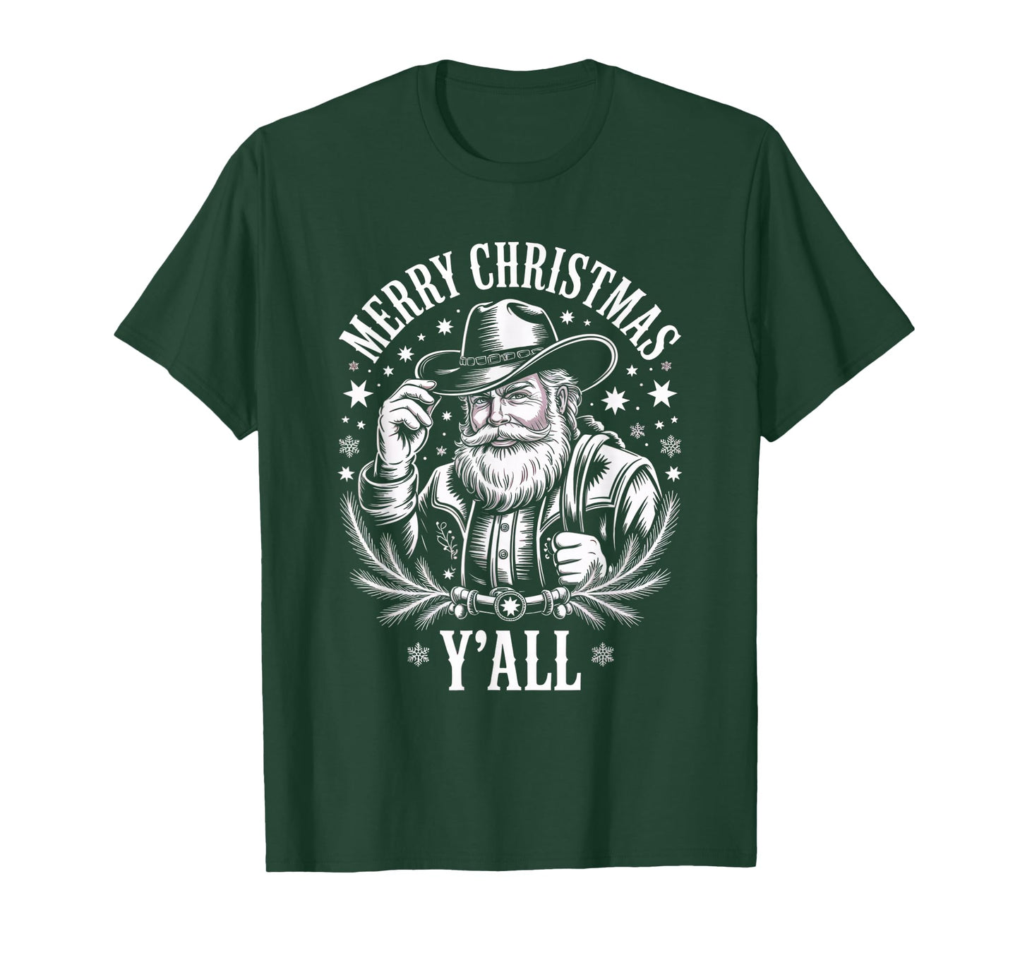 Cowboy Santa Claus Merry Christmas Y'all Western Country T-Shirt