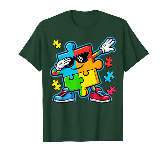 Autism Awareness Dabbing Puzzle T-Shirt