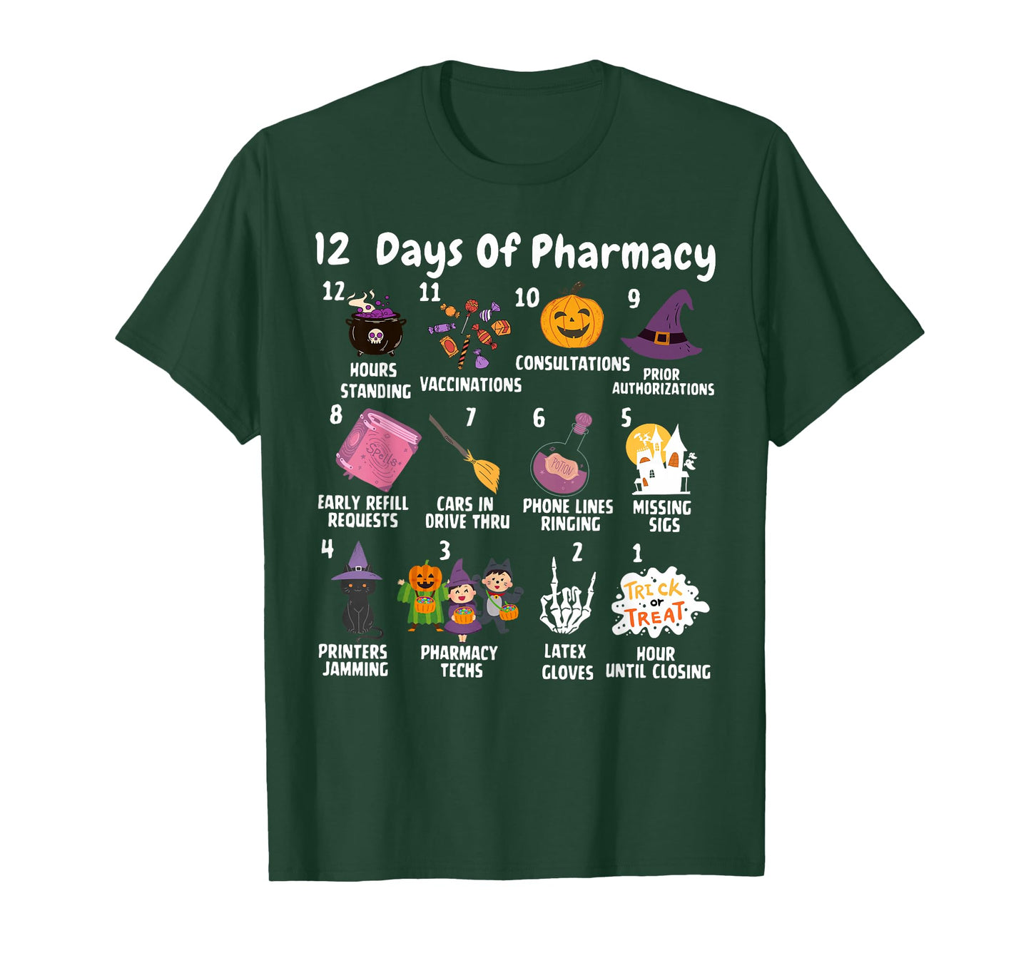 12 Days Of Pharmacy Halloween Pharmacists Tech Spooky Season T-Shirt