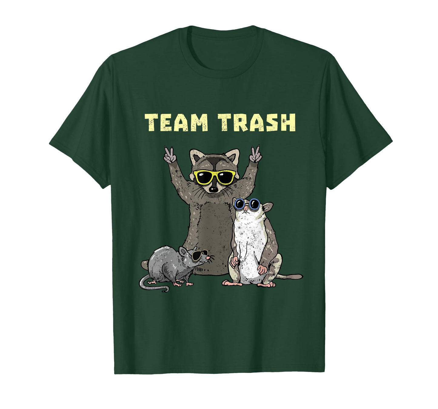 Team Trash Opossum Raccoon Rat, Funny Animals Garbage Gang Short Sleeve T-Shirt