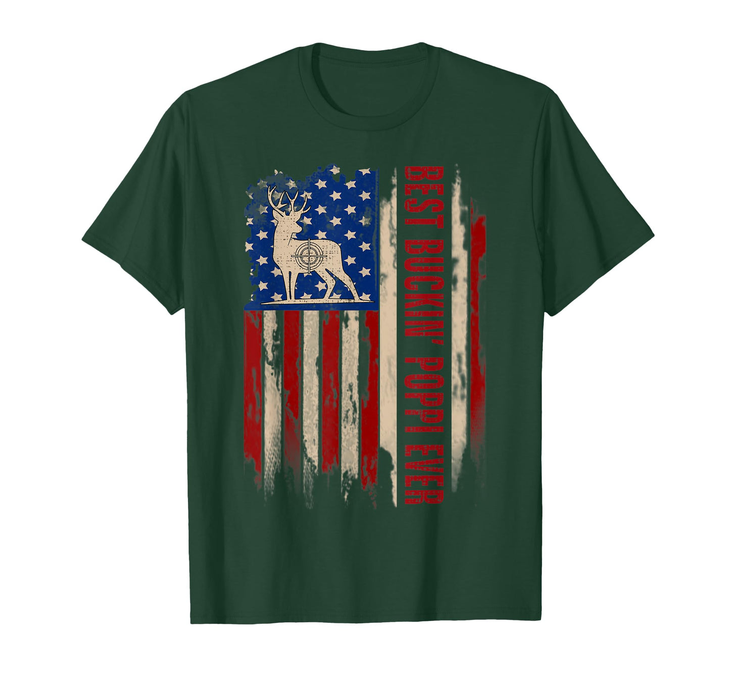 Best Buckin' Poppi Ever American USA Flag Deer Hunting Gift T-Shirt