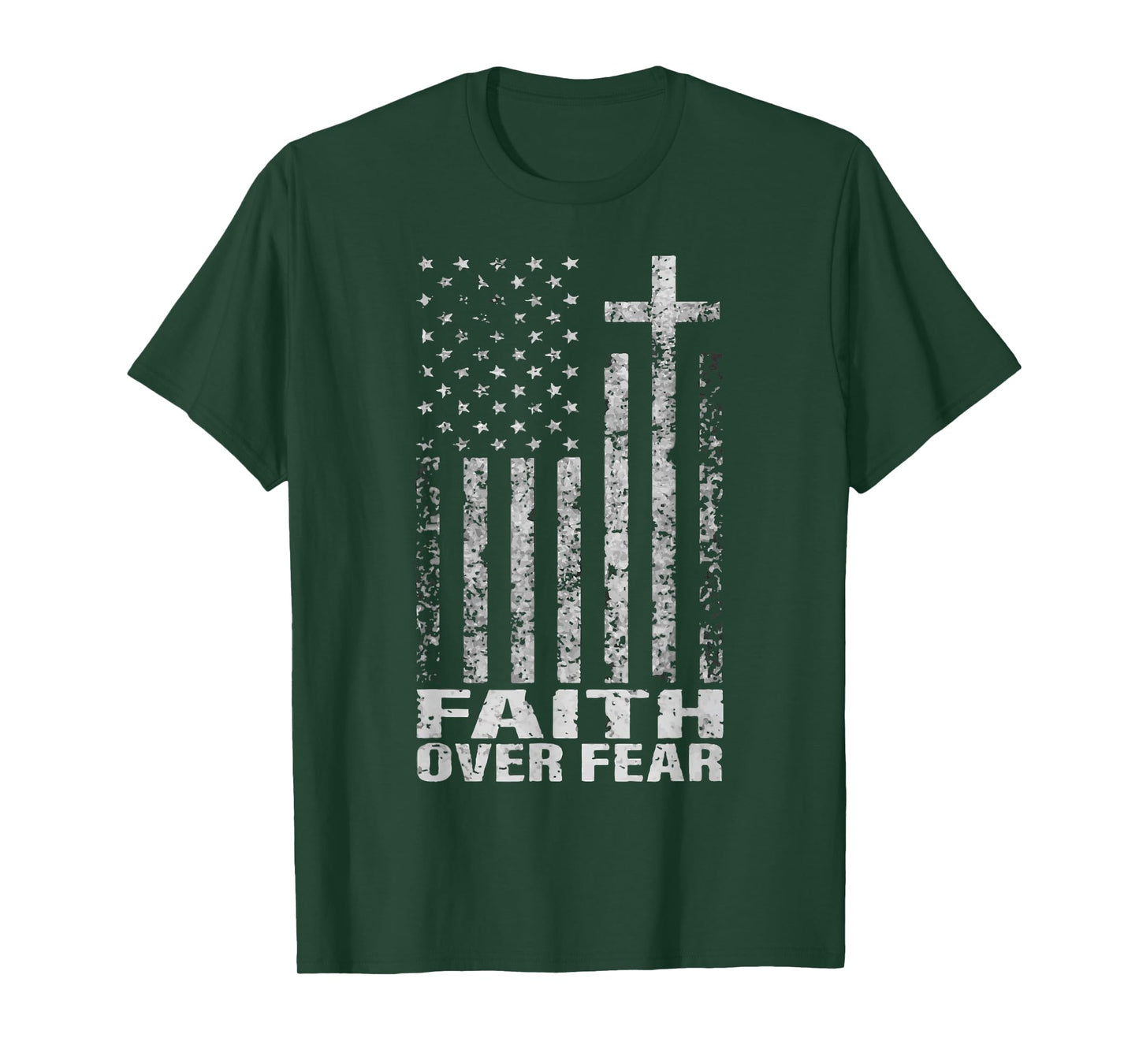 America Pride US Flag Faith Over Fear Christian Bible Prayer T-Shirt