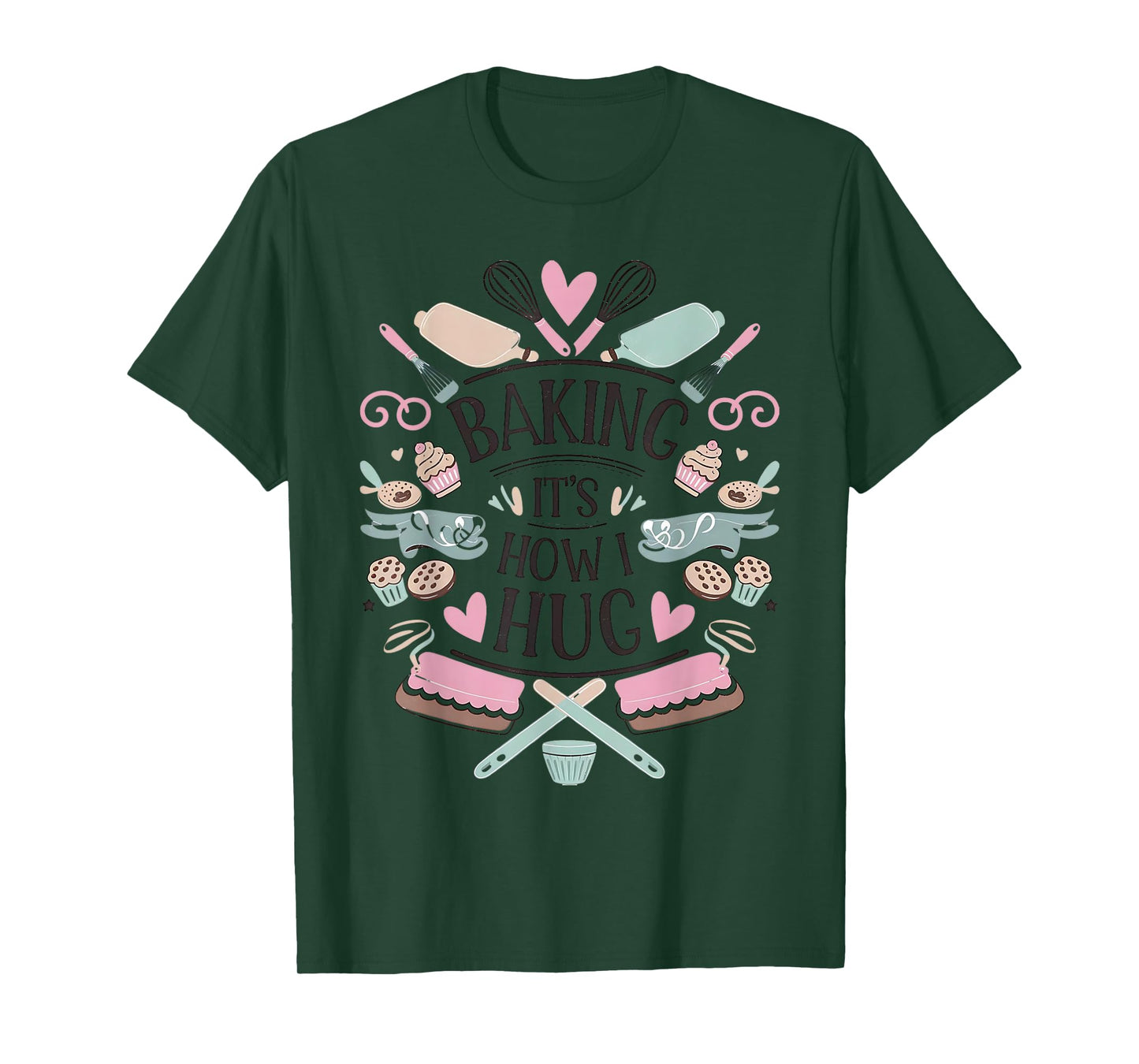 Cozy Kitchen Creations Baking It's How I Hug Funny Baker T-Shirt - Grey, Unisex-Adults, Short Sleeve, T-Shirt, Size Small