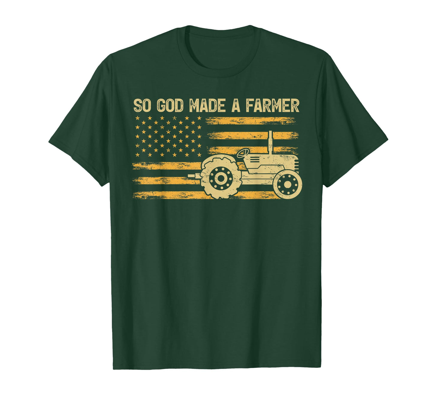 American Flag Tractor Retro So God Made A Farmer T-Shirt