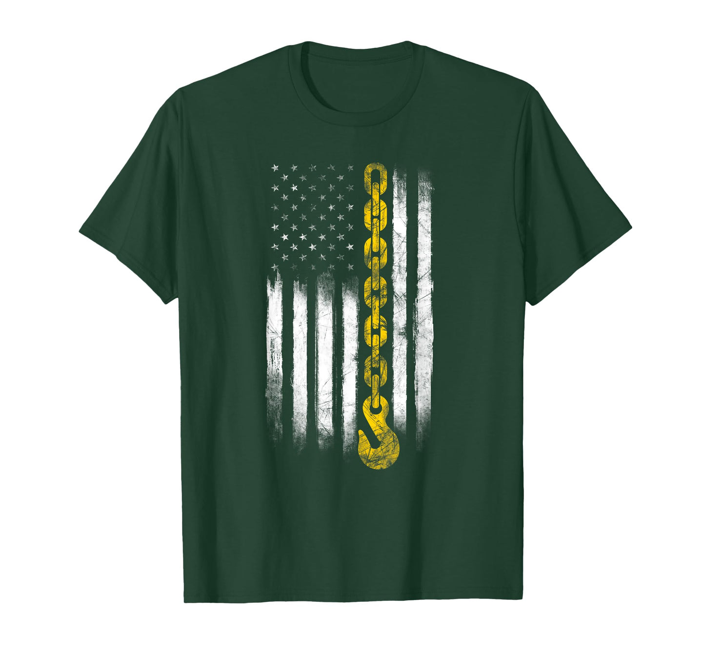 Tow Truck Driver Gift Men USA Flag Towing Hook For US T-Shirt
