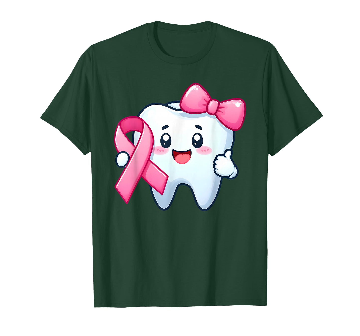 Cute Tooth Dentist Breast Cancer Awareness Month Pink Ribbon T-Shirt