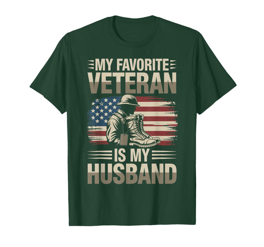 Veteran Husband USA American Patriotic US Veteran T-Shirt