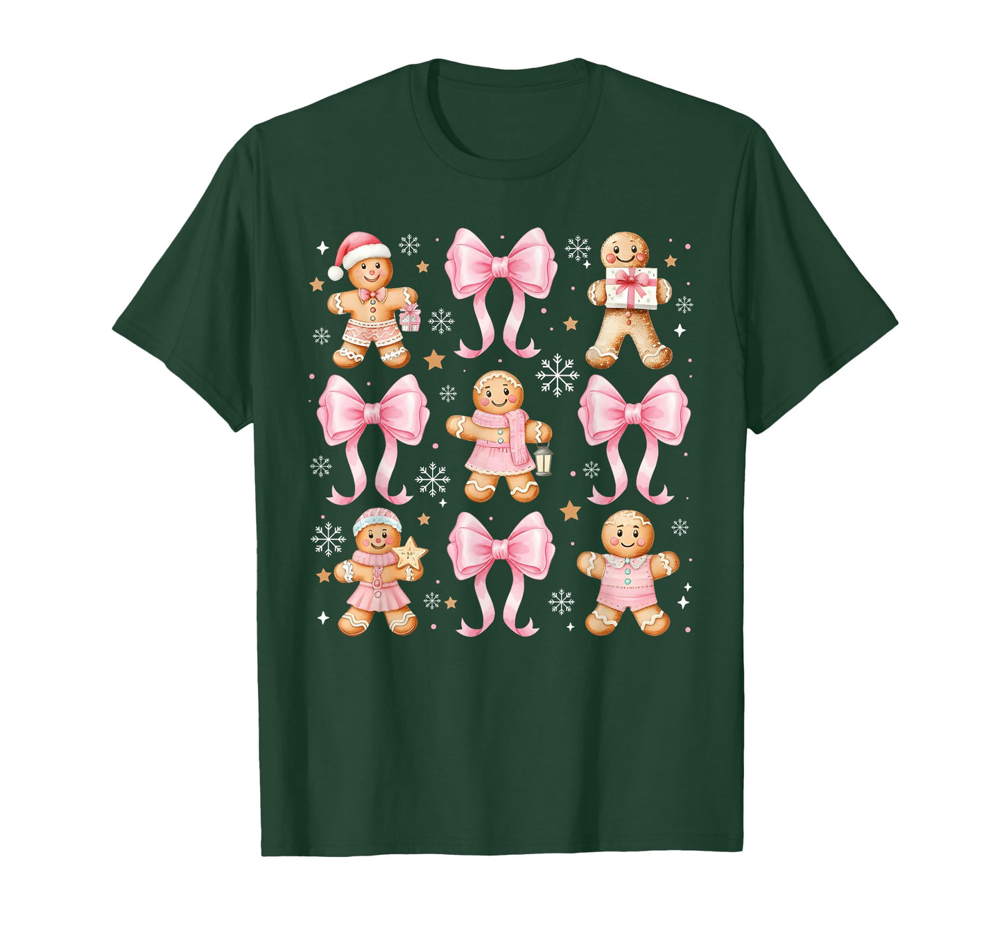 Coquette Bow Christmas Gingerbread Cookie Baking Girly Kids T-Shirt