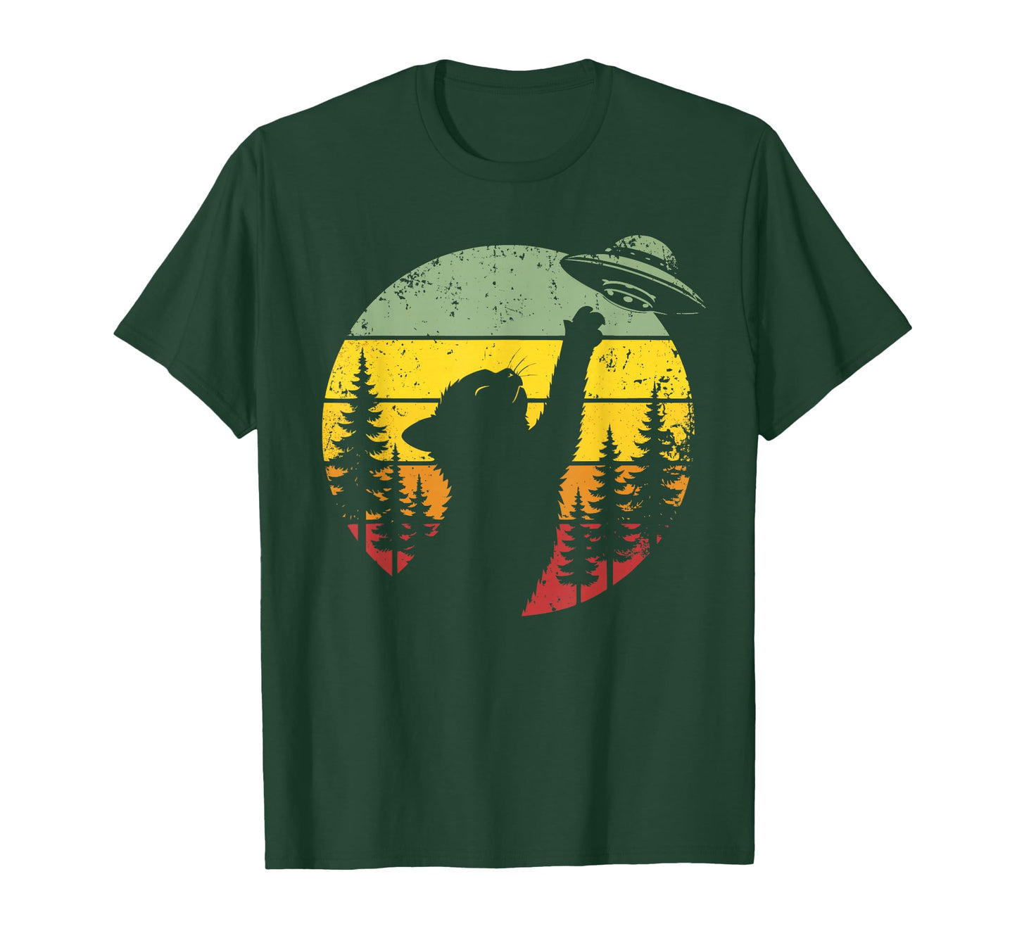 Cat UFO Shirt Alien Spaceship Funny Vintage Space Humor T-Shirt